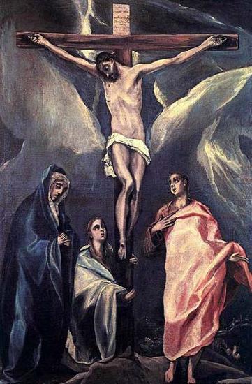 GRECO, El Christ on the Cross with the Two Maries and St John oil painting picture